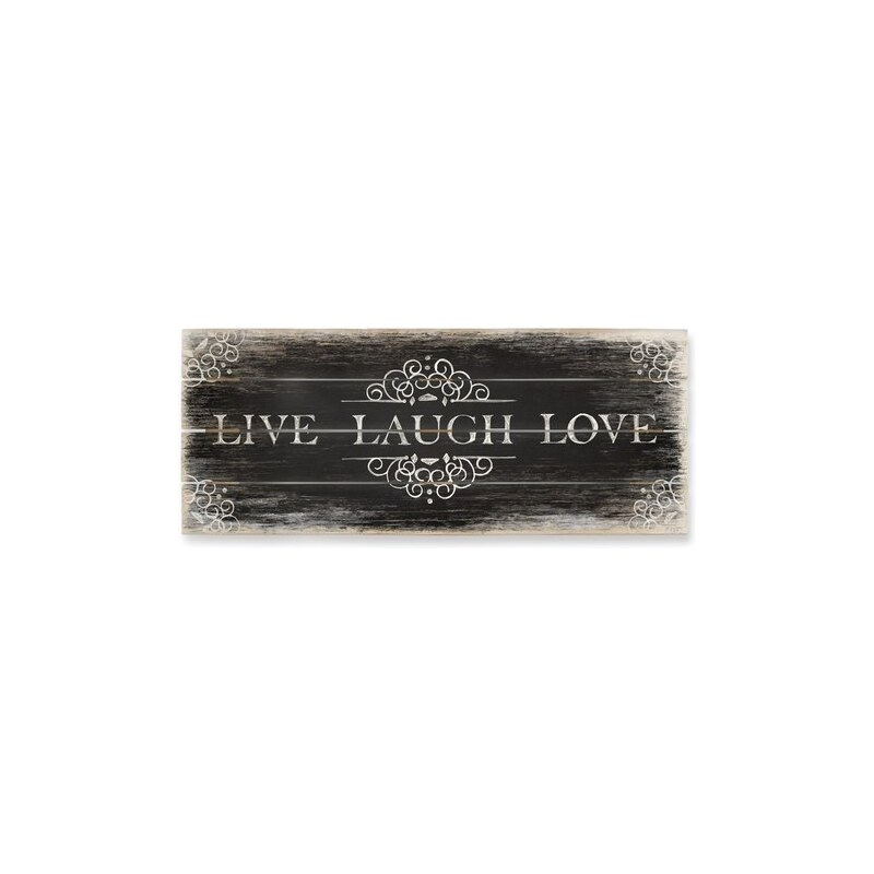 HOME AFFAIRE Holzbild Live Laugh Love 02 - Panorama 100/40 cm schwarz