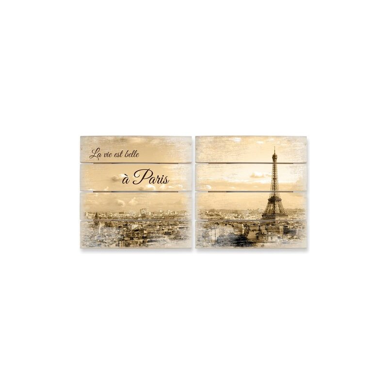 Holzbild Holzbild-Set Paris Skyline (2-tlg.) 40/41,5 cm HOME AFFAIRE