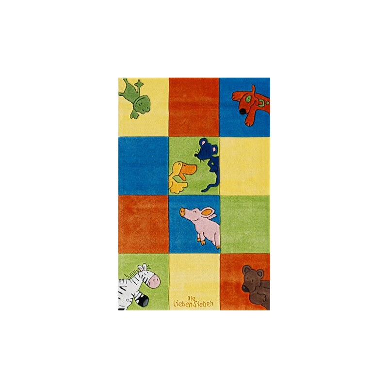 Kinder-Teppich Die Lieben Sieben -2197-01 handgetuftet Konturenschnitt Die Lieben Sieben blau 1 (B/L: 80x150 cm),2 (B/L: 110x170 cm),3 (B/L: 130x190 cm),4 (B/L: 150x220 cm)