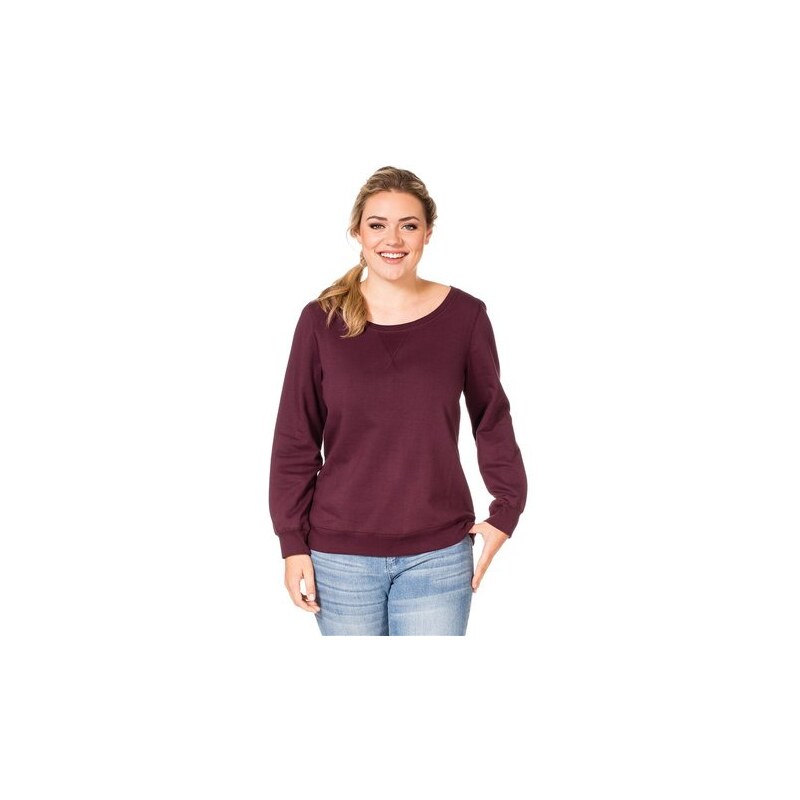 SHEEGO CASUAL Damen Casual Sweatshirt mit Rippbündchen lila 40/42,44/46,48/50,52/54,56/58