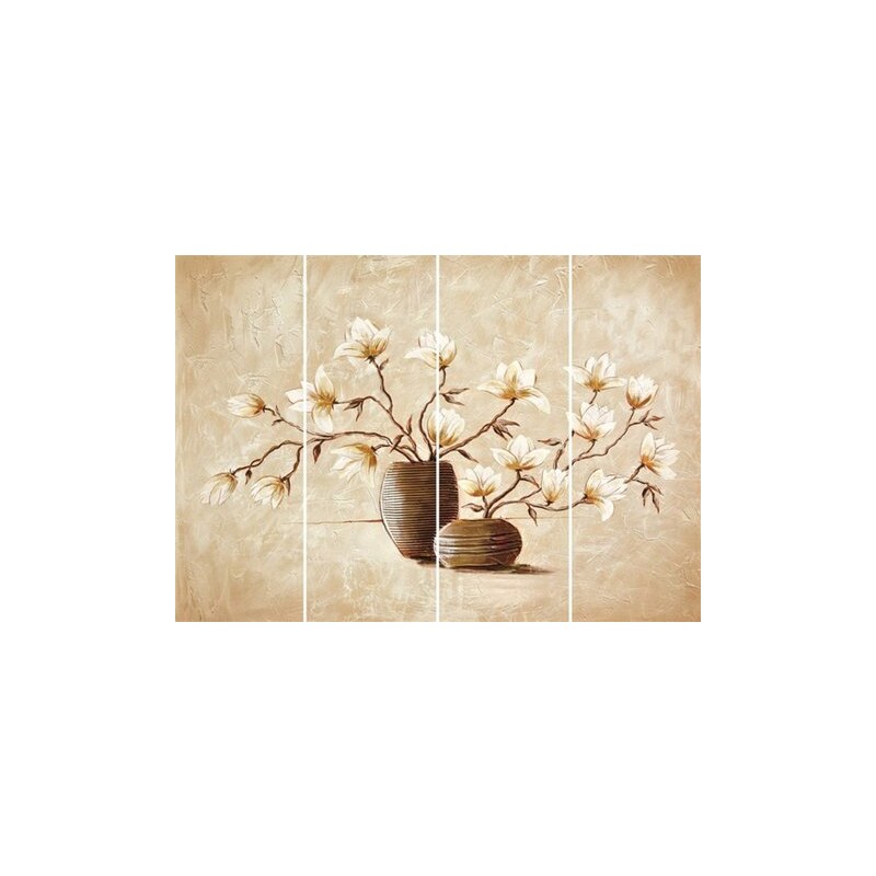 Bild Kunstdruck Vasen mit Magnolien (4-tlg.) HOME AFFAIRE natur