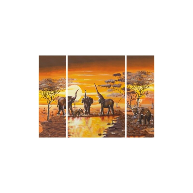 HOME AFFAIRE Bild Kunstdruck Elefantentränke (3-tlg.) orange