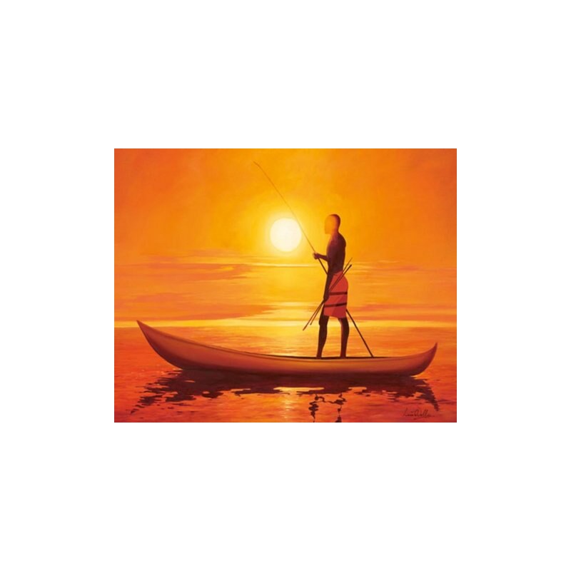 Bild Kunstdruck Einsamer Fischer I 50/40 cm HOME AFFAIRE orange