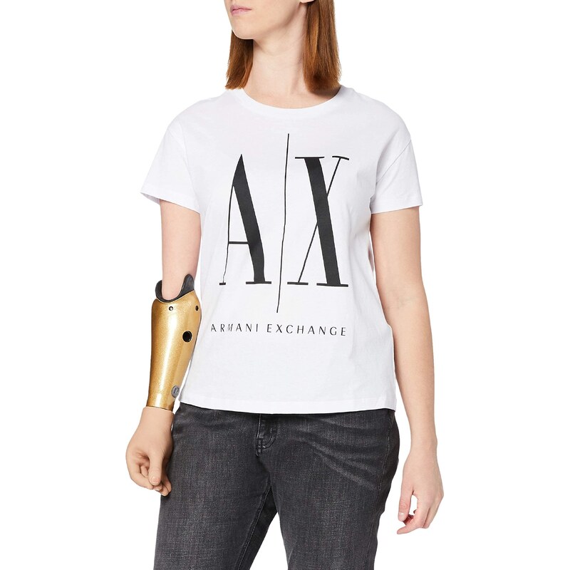 Armani Exchange Damen Icon Project T T-Shirt, Weiß, L