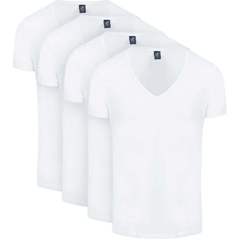 Suitable Suitabe Vibamboru T-Shirts Tiefe V-Ausschnitt Weiß 4-Pack