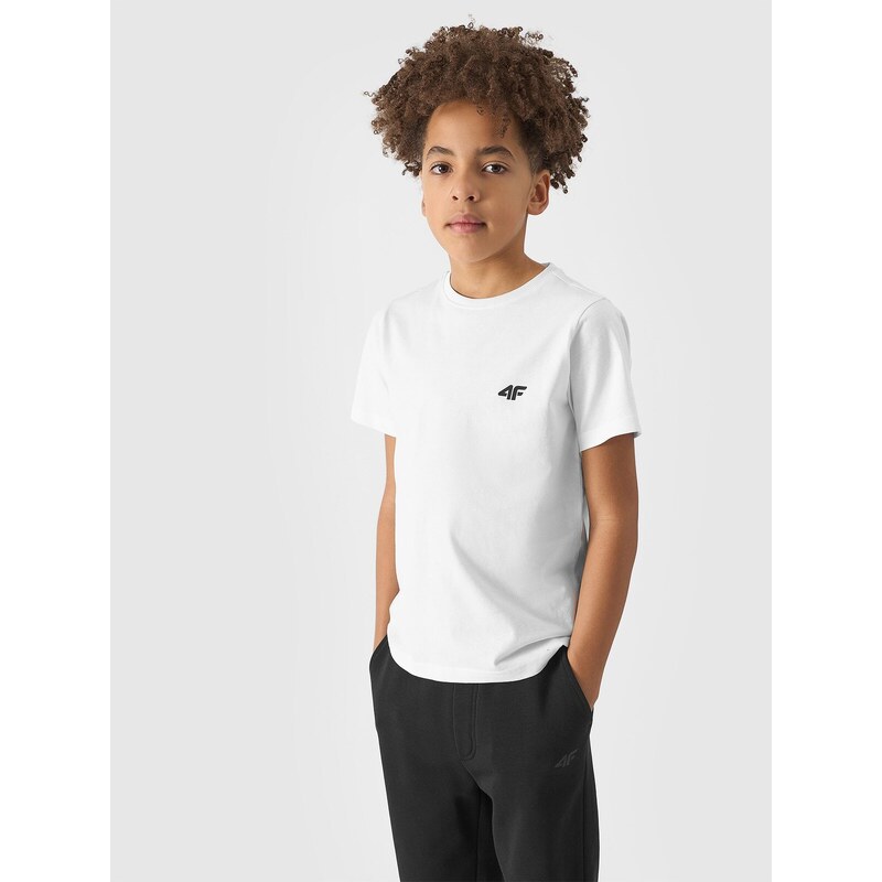 4F Unifarbenes T-Shirt für Jungen - weiß - 122