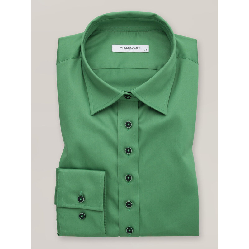 Damen Langarm-Blusen Willsoor grün glatt