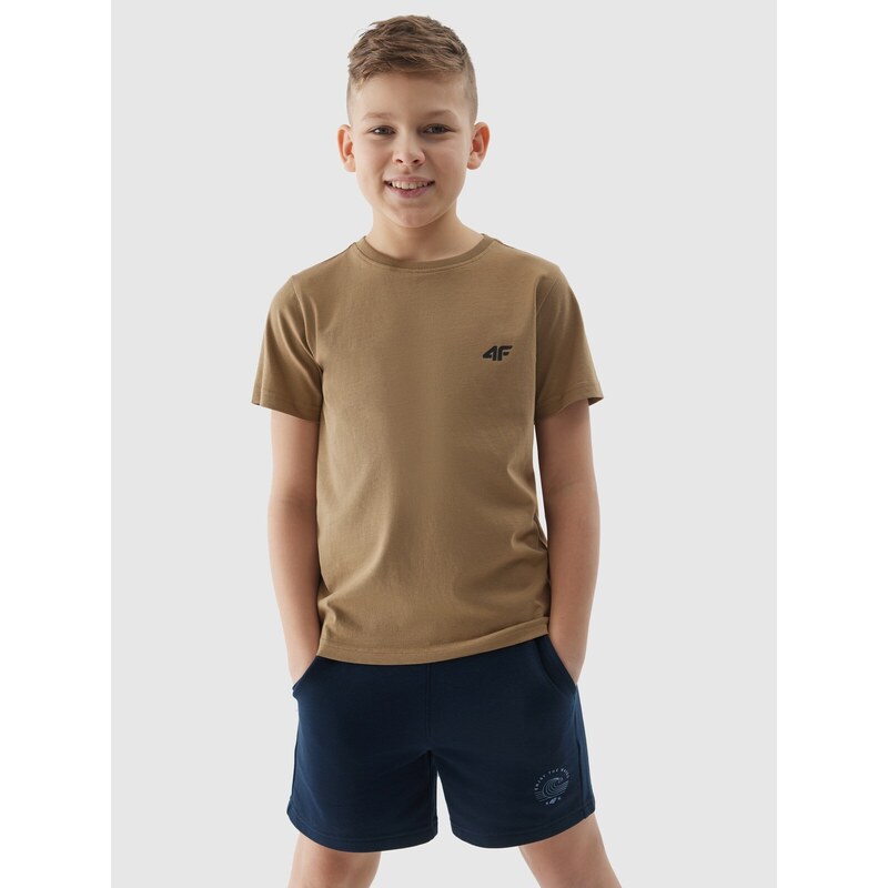 4F Unifarbenes T-Shirt für Jungen - beige - 122