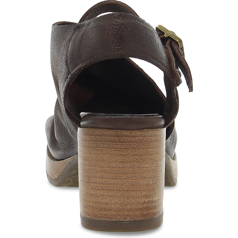 Sandalen mit Absatz A.S.98 ASIMMETRICO aus Leder Dunkelbraun
