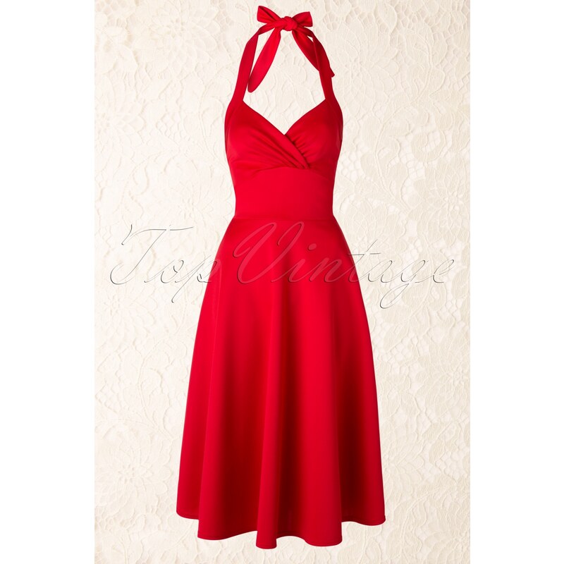 Vintage Chic TopVintage exclusive ~ 50s Meredith Halter Swing Dress in Red