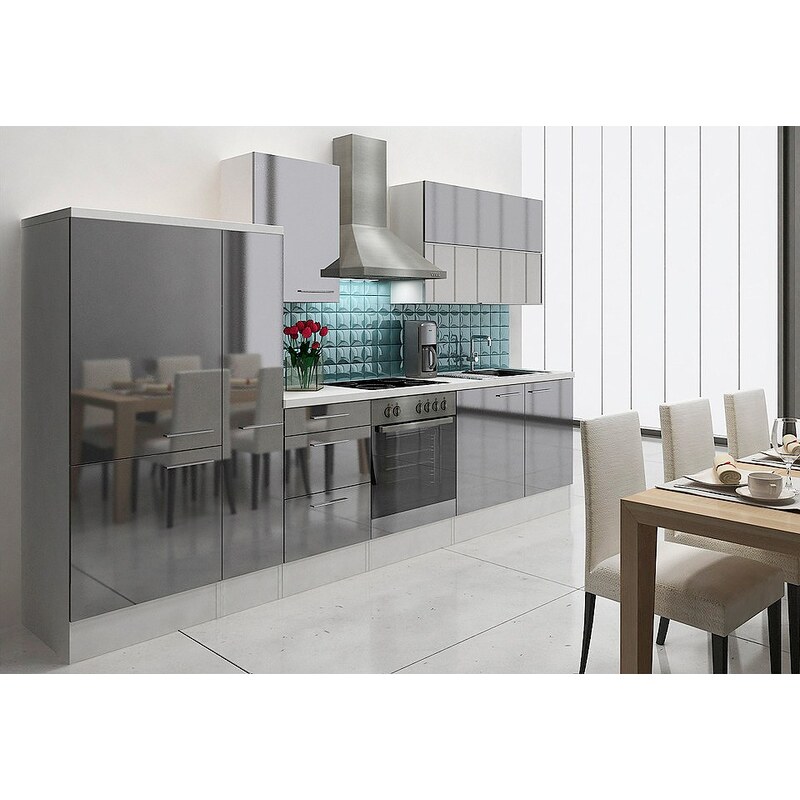 Küchenzeile mit E-Geräten »Lea«, Breite 310 cm, Korpus weiß - Set 2