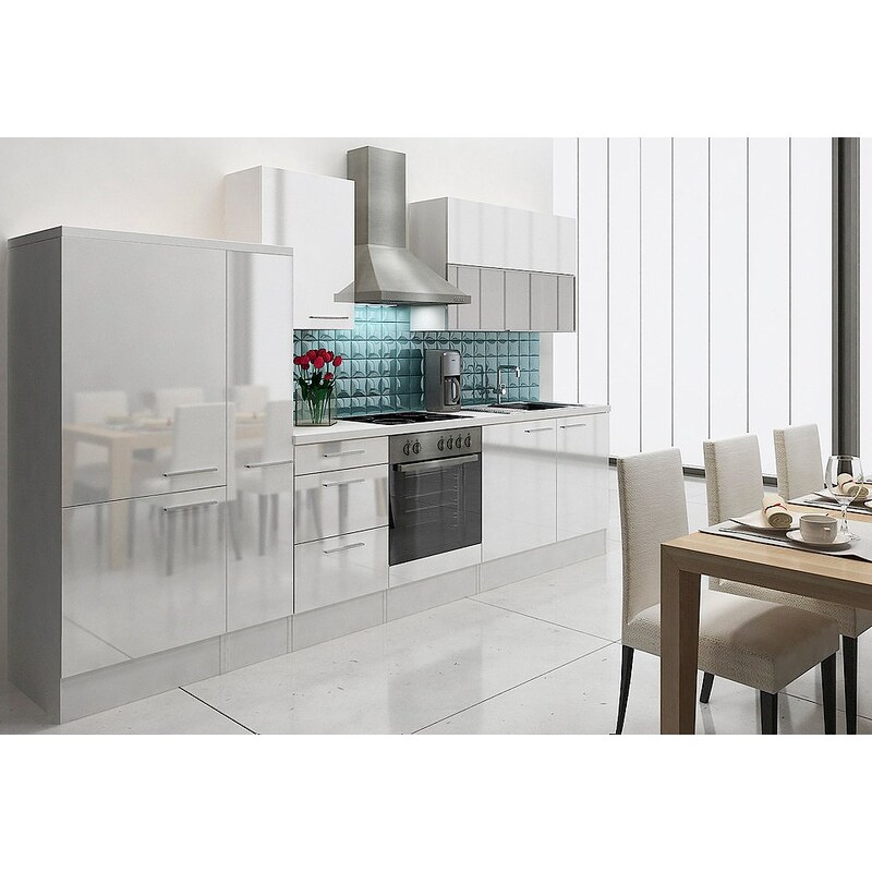 Küchenzeile mit E-Geräten »Lea«, Breite 310 cm, Korpus weiß - Set 2