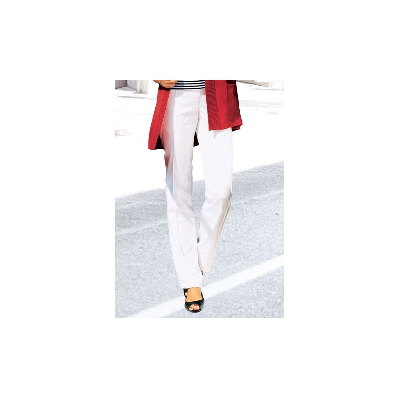 Ambria Damen Hose mit optisch streckender abgesteppter Biese vorne weiß 36,38,40,42,44,46,48,50,52