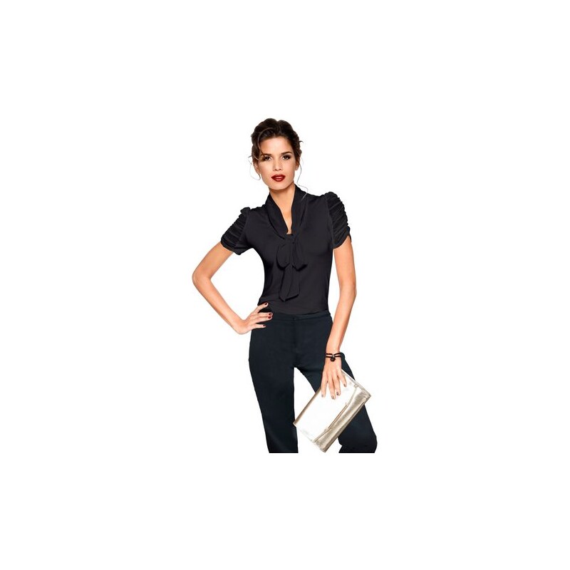 Damen Lady Shirt mit Raff-Ärmeln LADY schwarz 36,38,40,42,44,46