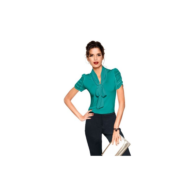 LADY Damen Lady Shirt mit Raff-Ärmeln grün 36,38,40,42,44,46,48,52