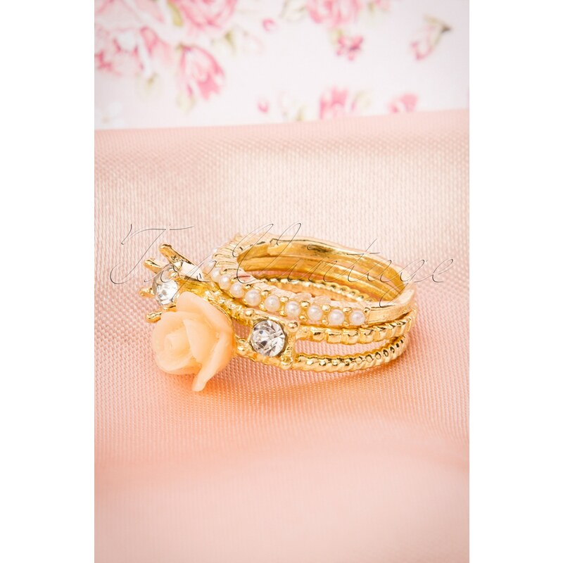 Lola 50s My Precious Flowers And Pearls Rings