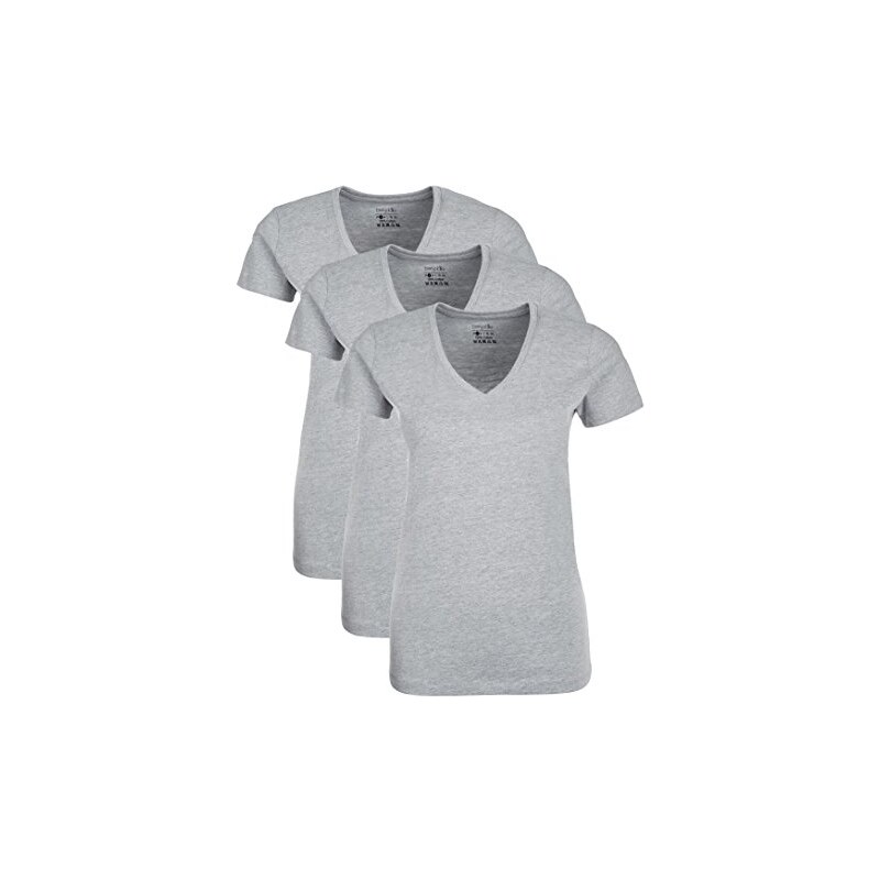 Berydale Damen T-Shirt mit V-Ausschnitt, 3er Pack, in verschiedenen Farben