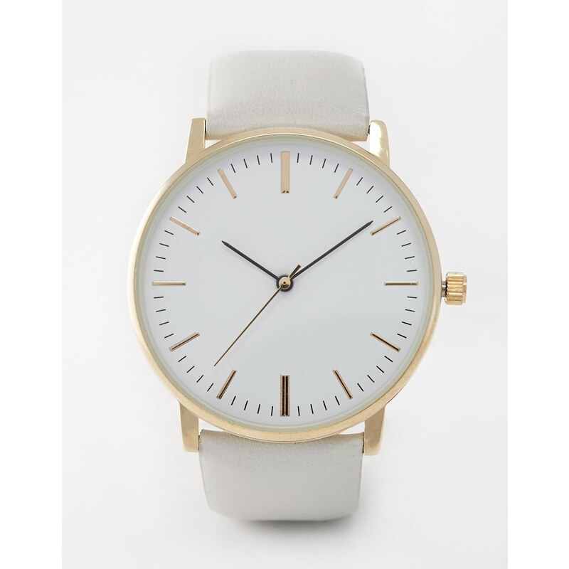 ASOS - Premium - Schlichte Uhr mit Lederarmband - Grau