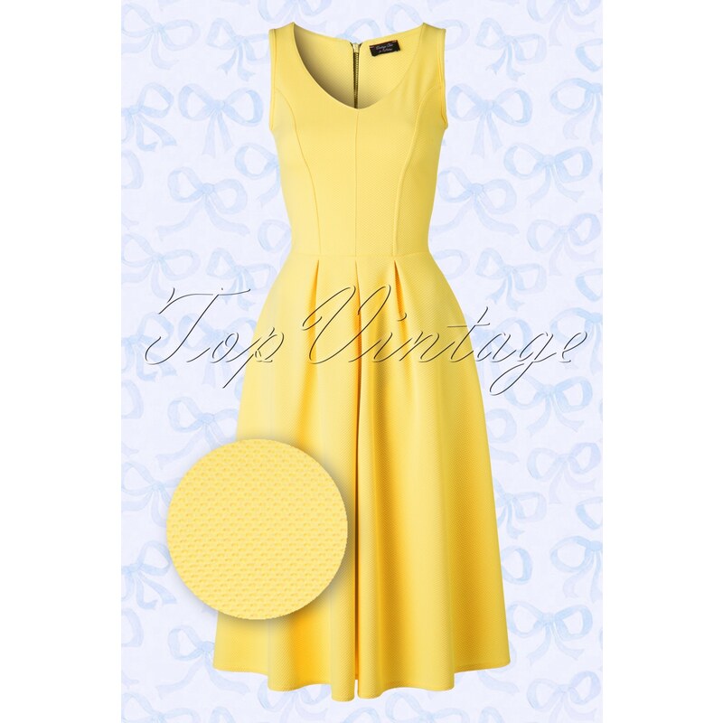 Vintage Chic 50s Malibu Fit and Flare Dress in Yellow