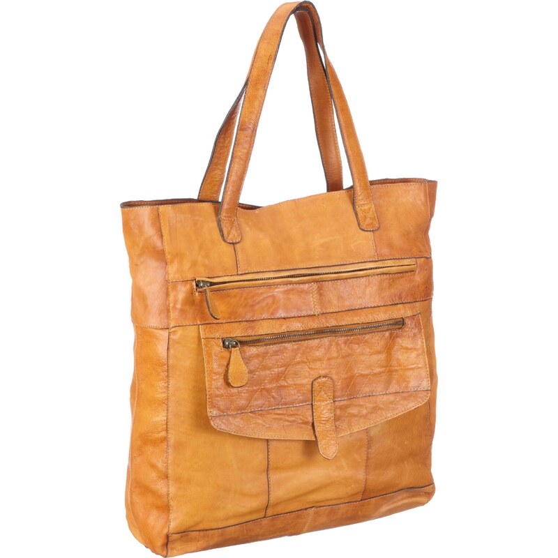PIECES Tara Shop Leather Bag 17043175, Damen Shopper, Braun (Cognac), 36x38x11 cm (B x H x T)
