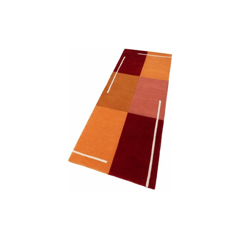 THEKO EXKLUSIV Läufer exklusiv Ottawa handgearbeiteter Konturenschnitt handgetuftet reine Schurwolle orange 11 (B/L: 67x230 cm),13 (B/L: 90x250 cm)