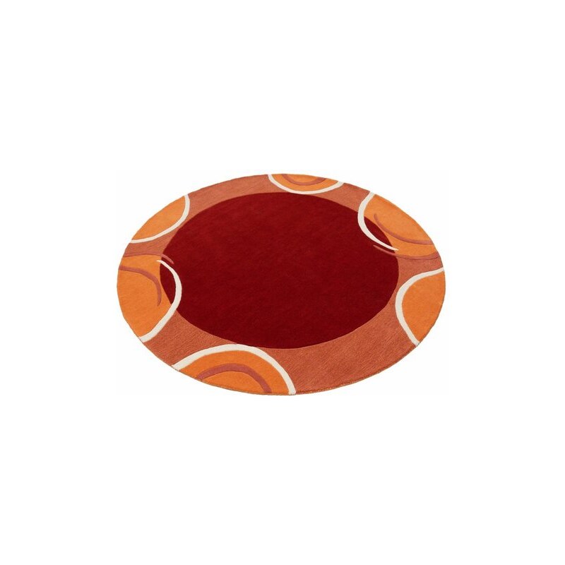 Teppich rund exklusiv Bellary handgearbeiteter Konturenschnitt handgetuftet reine Schurwolle THEKO EXKLUSIV orange 10 (Ø 190 cm)