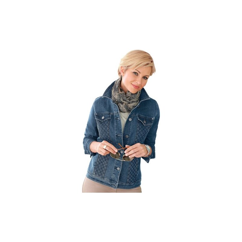 Damen Collection L. Jeansblazer mit modisch abgesteppten Partien im Vorderteil COLLECTION L. blau 36,38,40,42,44,46,48,50,52
