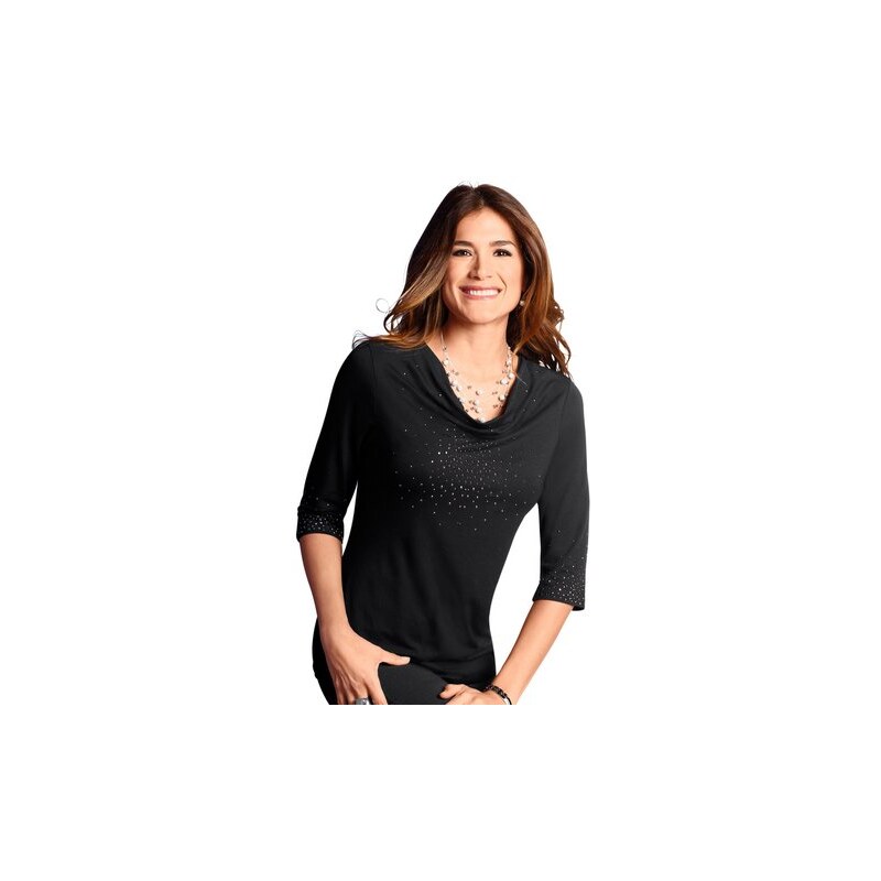 Damen Lady Shirt mit funkelnden Metallplättchen LADY schwarz 40,42,44,46,48,50,54