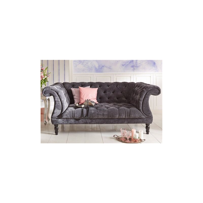 Chesterfield 2-Sitzer Sofa Isabelle mit edler Knopfheftung Breite 200 cm MAX WINZER 450 (=schwarz),480 (=grau)