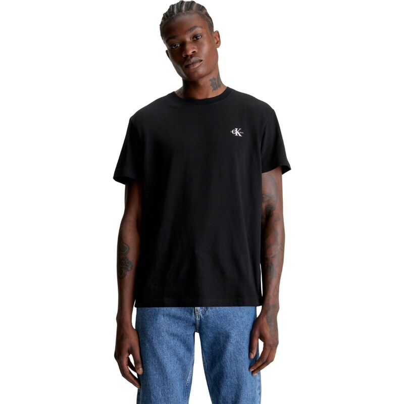 Calvin Klein Jeans Herren T-Shirts Kurzarm Monologo Rundhalsausschnitt, Mehrfarbig (Bright White/Ck Black), XL