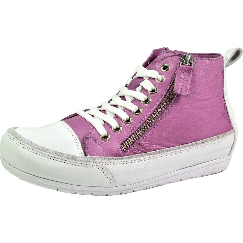 Andrea Conti Damen High Top Stiefelette Sneaker Leder trendy Design neu 0345910, Größe:38 EU, Farbe:Lila