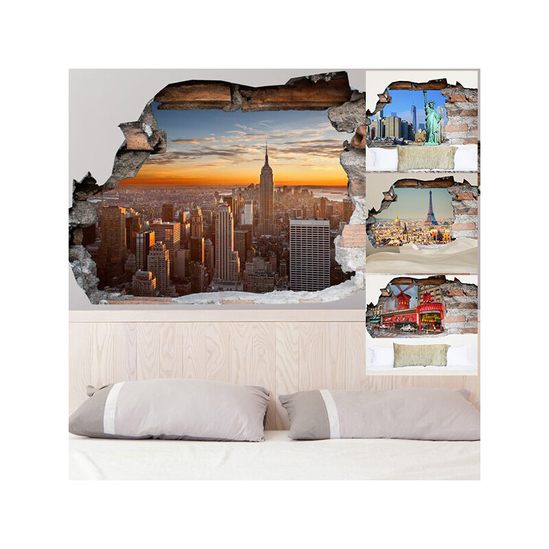 Lesara Vinyl-Wandsticker mit 3D-Effekt Städte - New Yorker Skyline