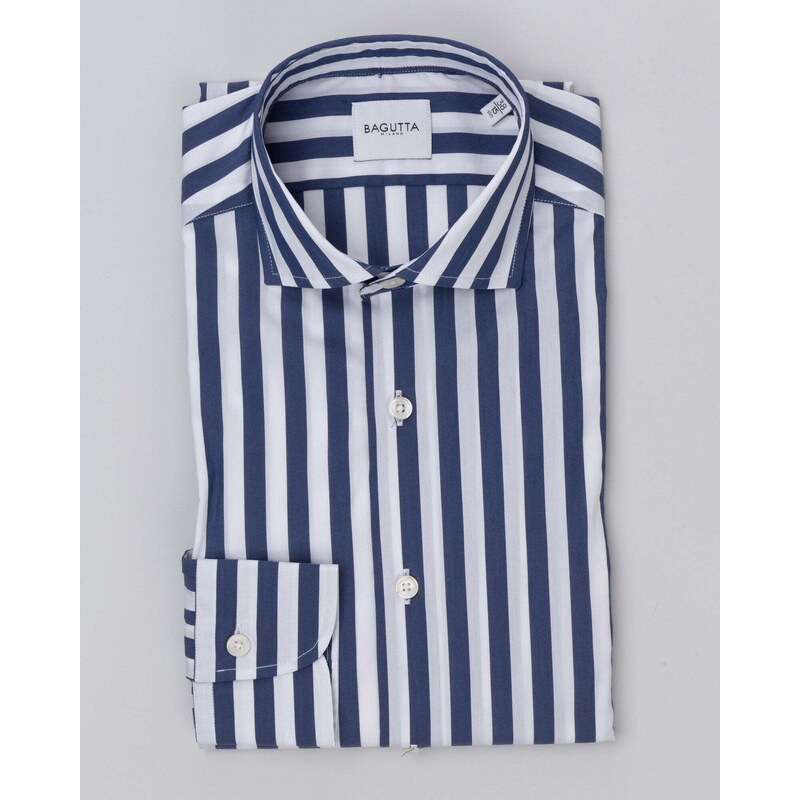 BAGUTTA Wide stripe cotton shirt