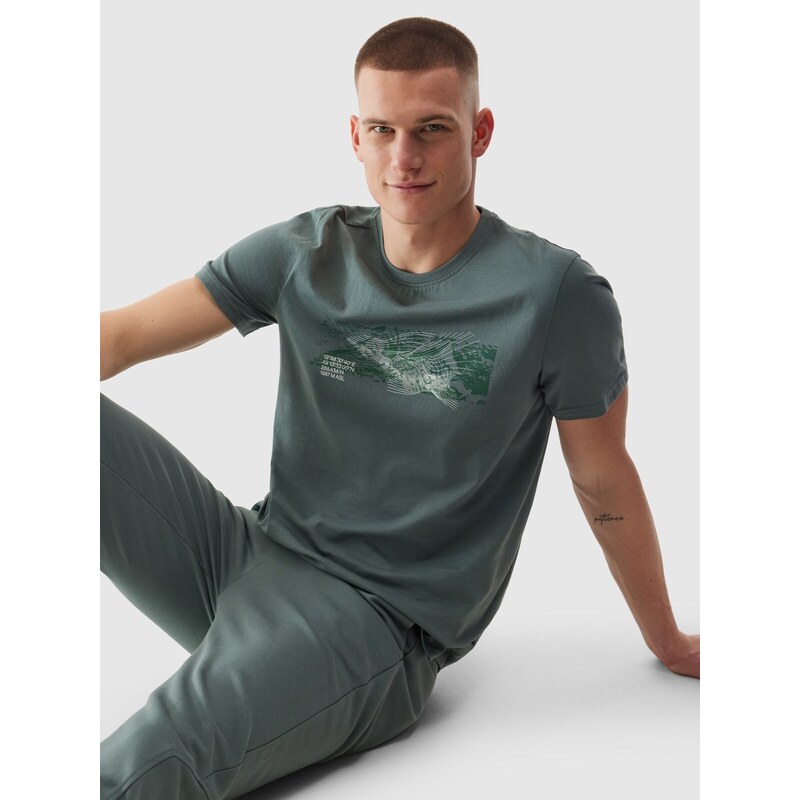 4F Regular Fit T-Shirt mit Print für Herren - khaki - L