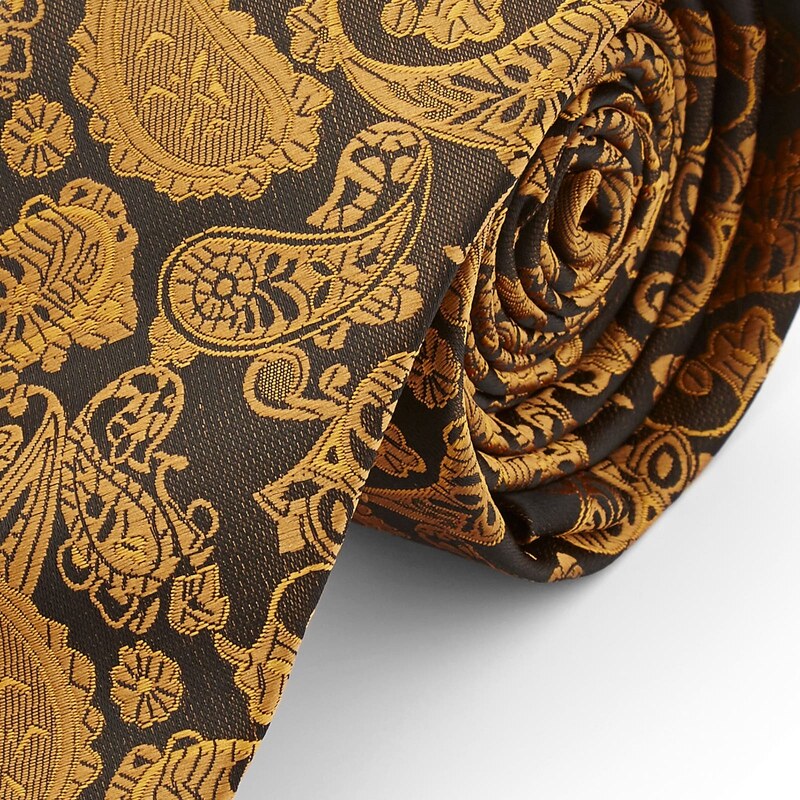 Tailor Toki Paisley Polyester Krawatte In Gold & Braun