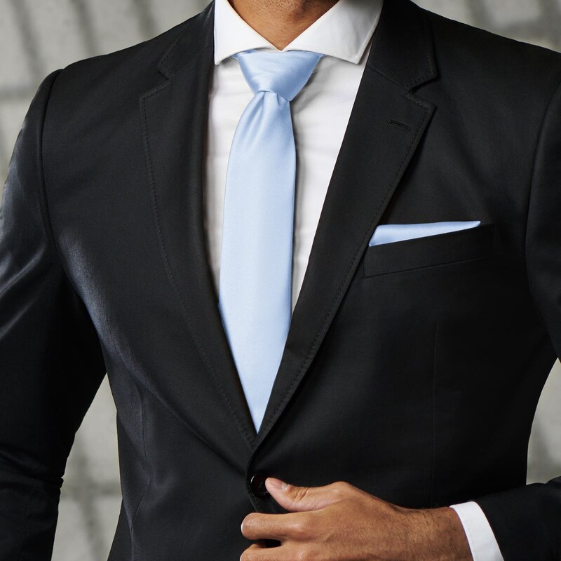 Trendhim Glänzende Babyblaue Basic Krawatte 8 cm