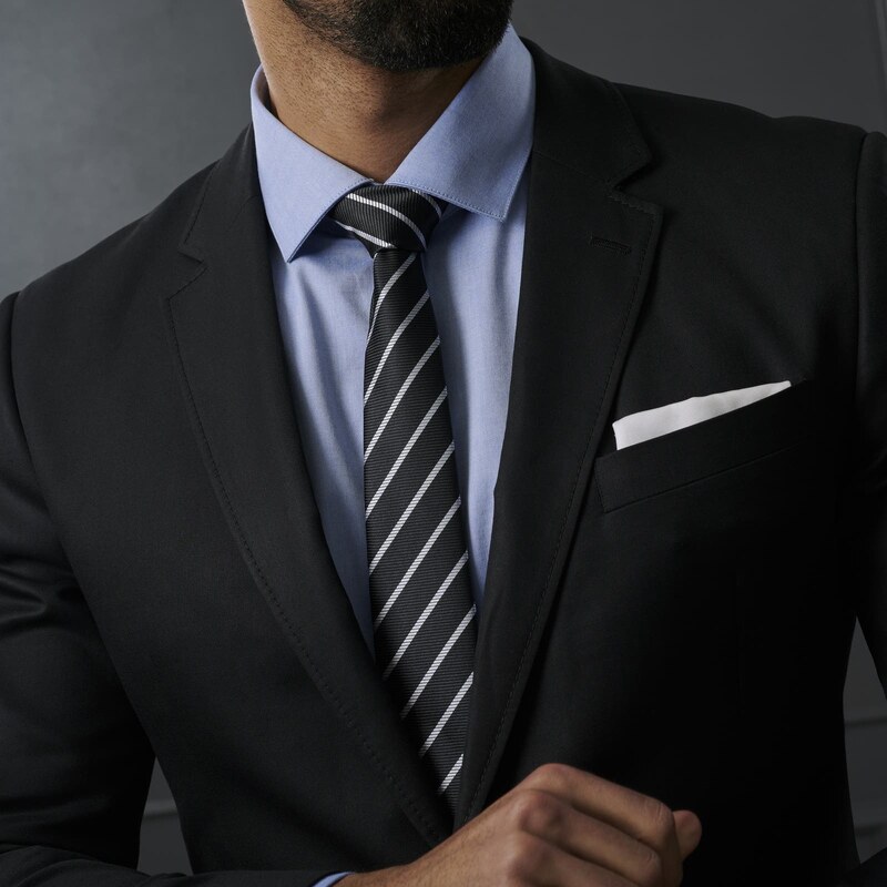 Tailor Toki Weiß & Schwarz Gestreifte Krawatte