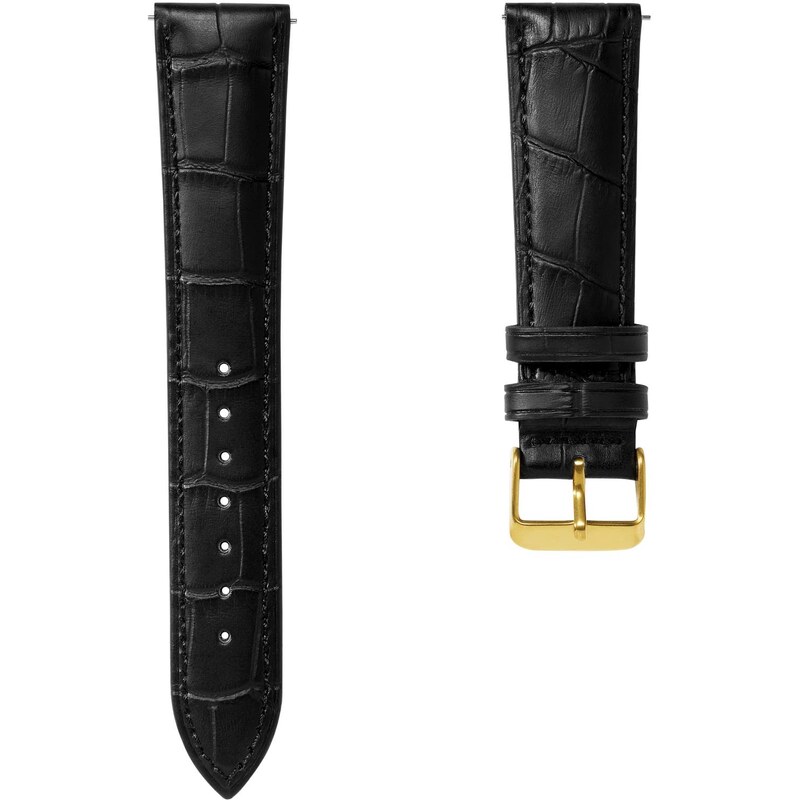 Trendhim Schwarzes Krokodil-geprägtes Leder Uhrarmband & goldfarbene Schließe