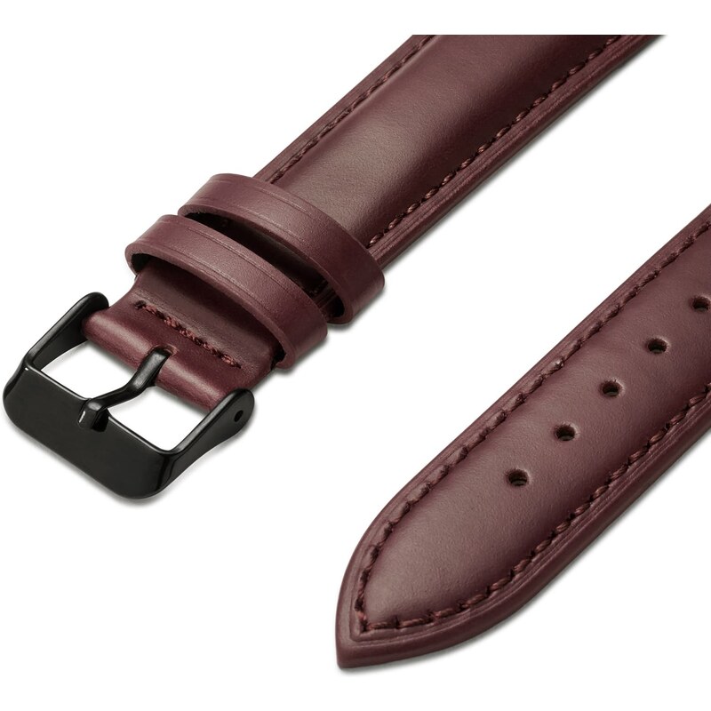 Trendhim Dunkelbraunes Leder Uhrenarmband 18mm mit schwarzer Schließe - Schnellverschluss