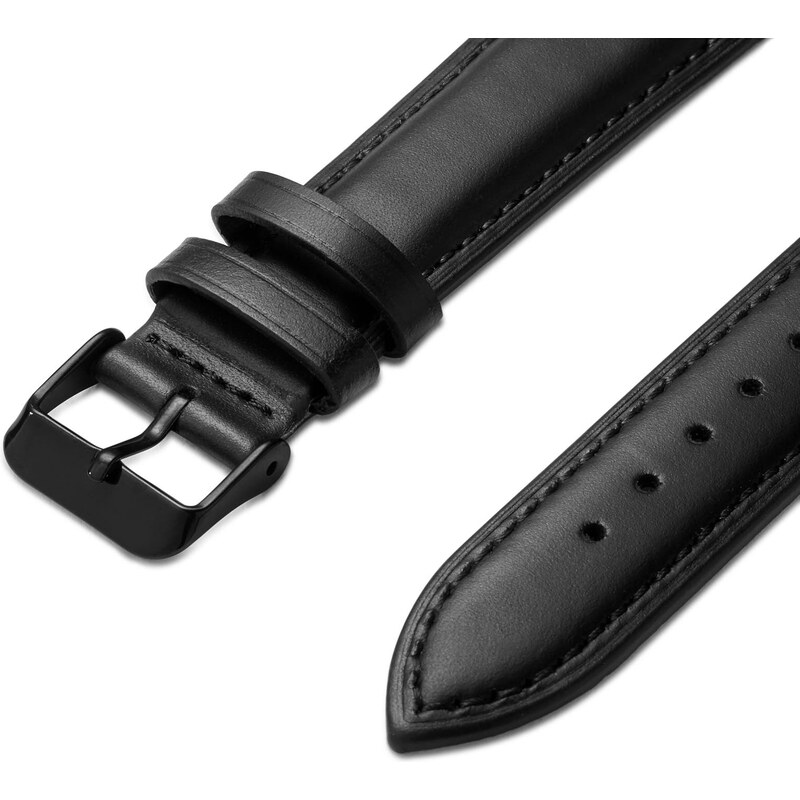 Trendhim Schwarzes Leder Uhrenarmband 18mm mit schwarzer Schließe - Schnellverschluss