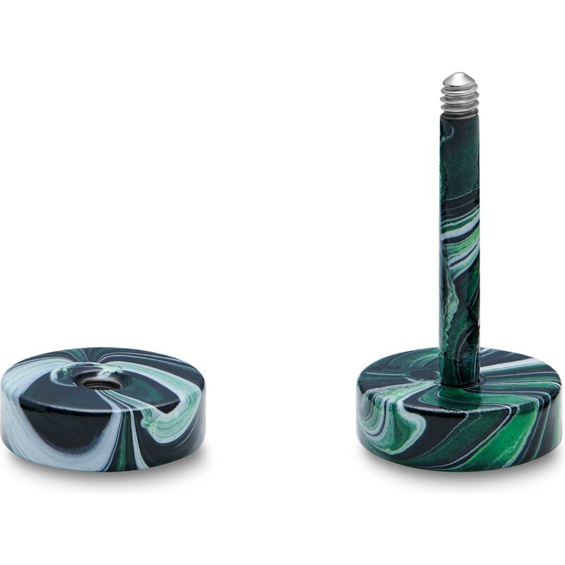 Otsu Satago | 6 mm schwarz & grüner Edelstahl Faux Plug-Ohrstecker