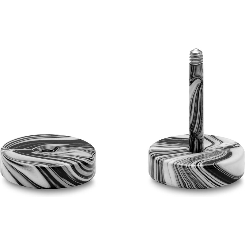 Otsu Satago | 8 mm schwarz & weißer Edelstahl Faux Plug-Ohrstecker