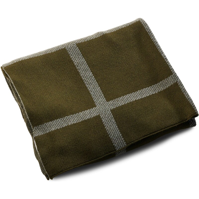 Sidegren Armee-Grün und Grauer Schal aus recycelter Baumwolle mit Karomuster