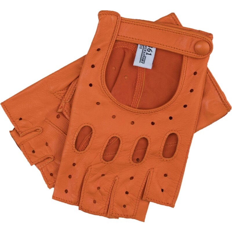 1861 Glove manufactory La Spezia Orange Leather Driving Gloves