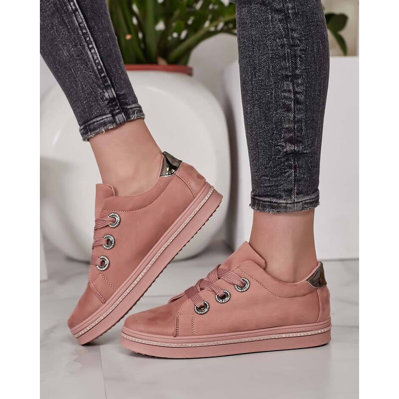 marka niezdefiniowana Royalfashion Damen-Sneakers mit Zirkonen Deii - pink