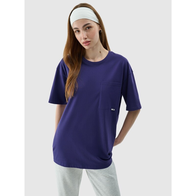 4F Unifarbenes T-Shirt, Oversize-Passform, Unisex - dunkelblau - 3XL