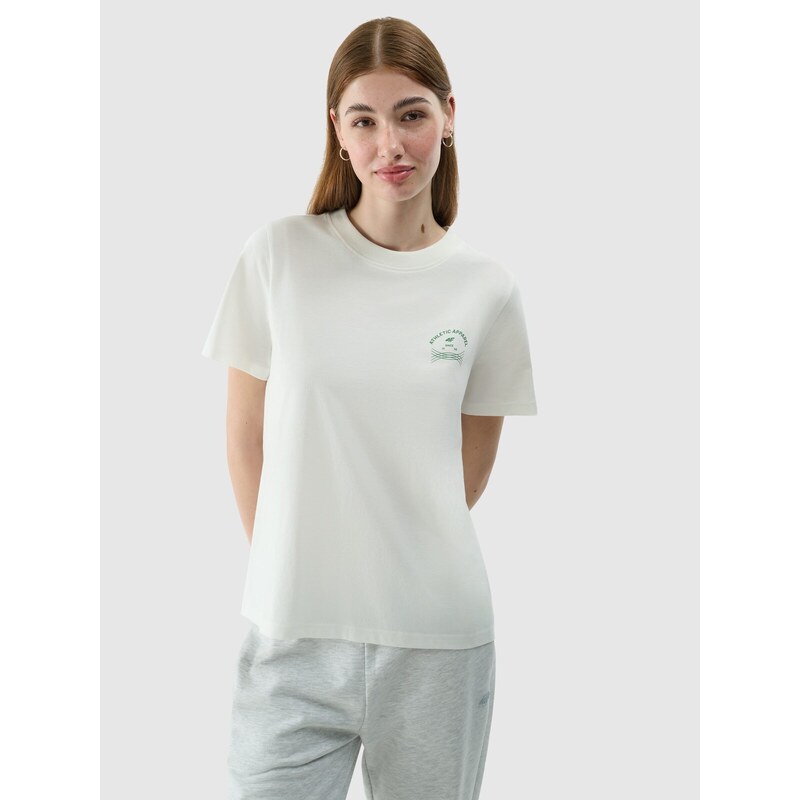 4F Regular Fit T-Shirt mit Print für Damen - creme - L