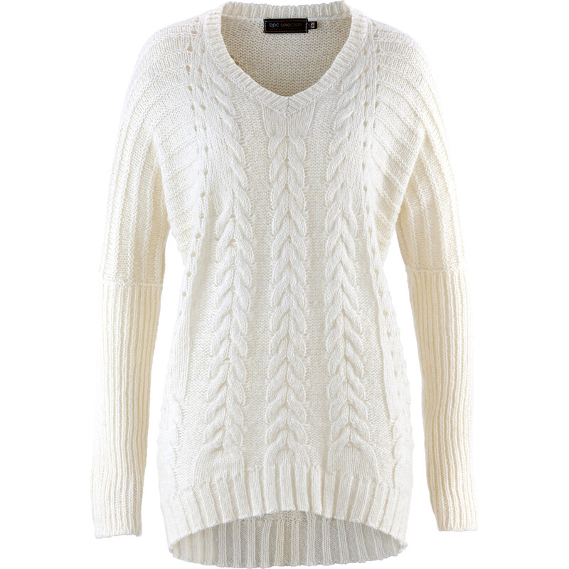 bpc selection Pullover in weiß (V-Ausschnitt) für Damen von bonprix
