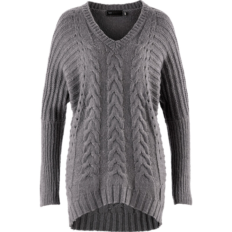 bpc selection Pullover in grau (V-Ausschnitt) für Damen von bonprix