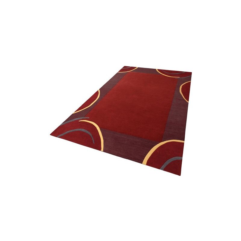 THEKO EXKLUSIV Teppich exklusiv Bellary handgearbeiteter Konturenschnitt handgetuftet reine Schurwolle rot 1 (B/L: 60x90 cm),2 (B/L: 70x140 cm),3 (B/L: 120x180 cm),4 (B/L: 160x230 cm),6 (B/L: 200x290